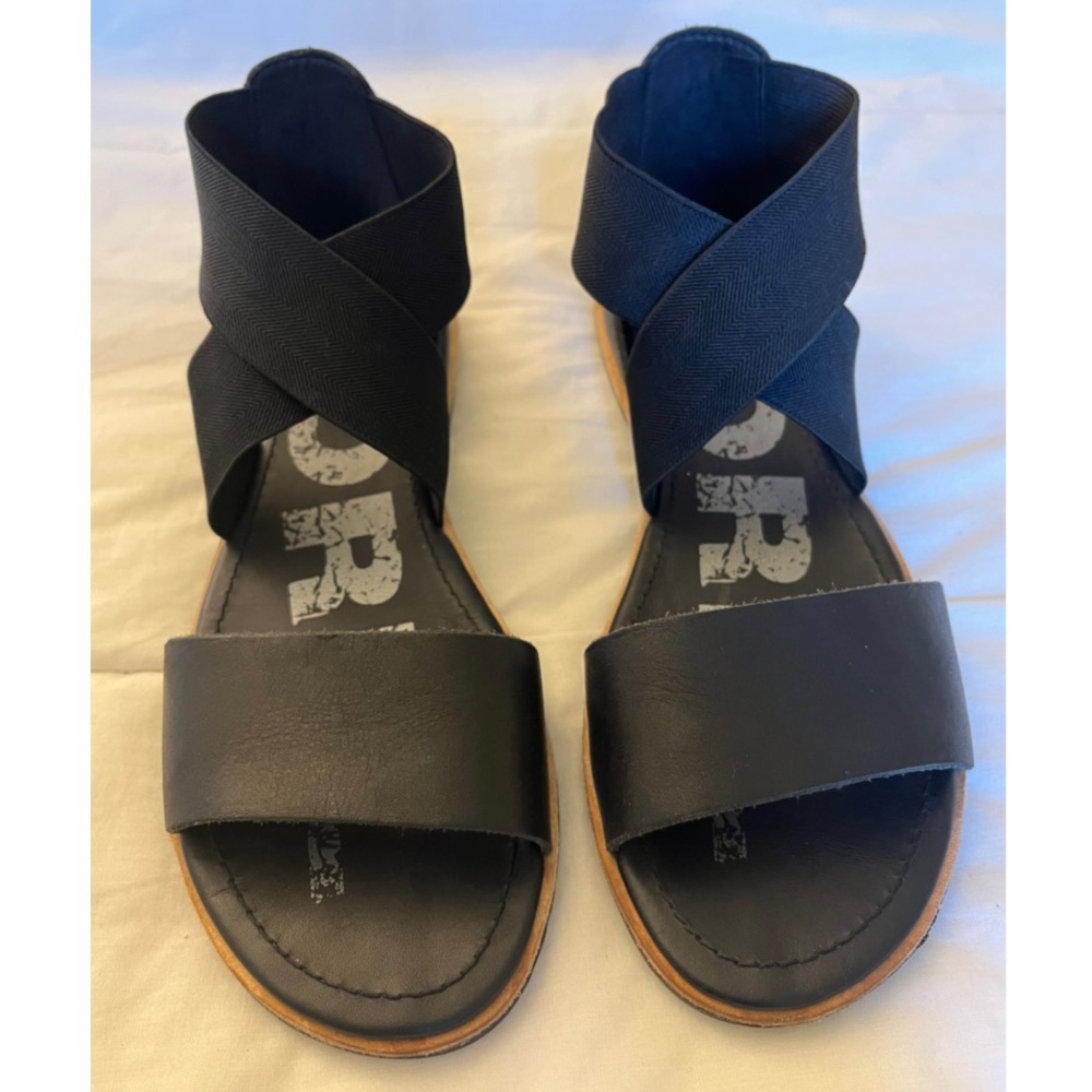 Sorel Ella Women's Leather Slingback Crisscross Strap Sandal Flats Size 6.5